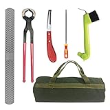 Farrier Tools Hoof Tool Kit (6 Pieces) Mini Rasp Hoof File Goat Pig Horse Metal Scissors Shoe Clip...