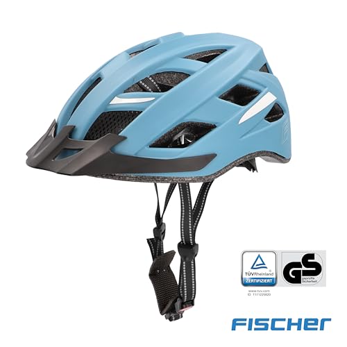 FISCHER Erwachsene Fahrradhelm, Radhelm, Cityhelm Urban Plus Chicago, S/M, 52-59 cm, blau, mit integriertem LED-Rücklicht