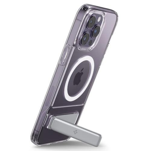 Image of Spigen Ultra Hybrid S MagFit Back Cover Case for iPhone 14 Pro, MagSafe Compatible, Integrated Kickstand - Polycarbonate + TPU | White