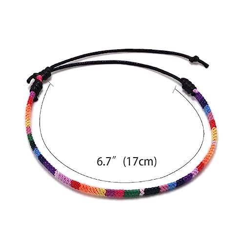 LGBTQ Pride Rainbow Bracelets Bulk Handmade Friendship Bracelets Boho Ethnic Style Wristband Bohemian Pride Month Jewelry for Women Men Adjustable4