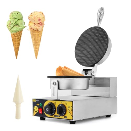 Dyna-Living Ice Cream Cone Maker Commercial Waffle Cone Machine Electric Stainless Steel Waffle Bowl Cone Maker for Restaurant, Home Kitchen, Bakeries, Snack Bar Use (110V 1200W)
