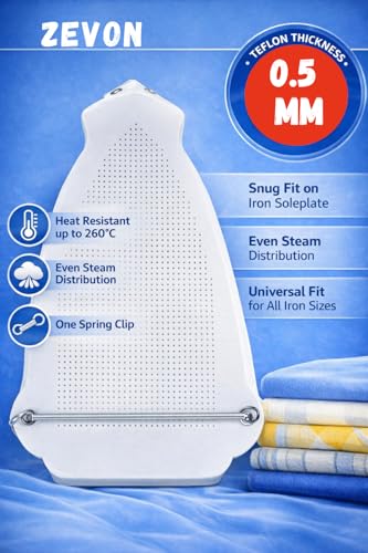 Image of ZEVON Iron Covers for Protection Clothes | Universal Iron Soleplate Cover for Steam & Dry Irons | Non-Stick Heat Resistant Iron Protector | Helps Prevent Fabric Shine, Scorch Marks & Burns