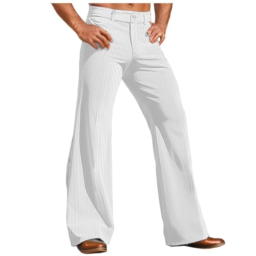 Men's Bootcut Corduroy Pants Stretch 70s Party 60s Disco Retro Outfits Zipper Slim Fit Casual Flare Pants for Men