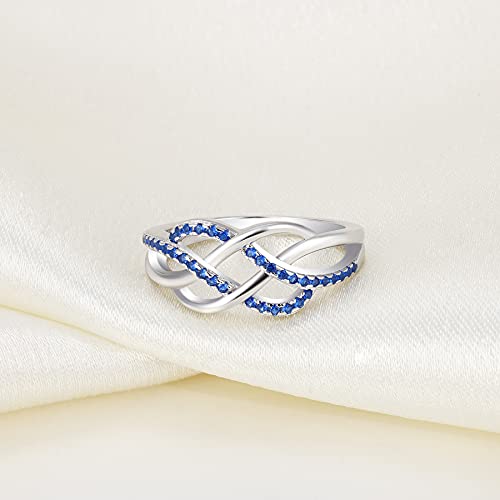 Yl DL71110Q-SIZE8 Celtic Knot Rings 925 Sterling Silver Twisted Knot Ring 18K White Gold Plated Created Sapphire Infinity Statement Rings-Size8 thumb #4