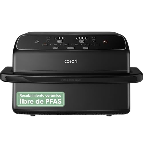 Cosori Air Fryer Dual Blaze Twinfry Compacto 8,6 Litros, Freidora de Aire con Doble Resistencia, Revestimiento Cerámico sin PFAS, Airfryer Grande de Doble Cesta con Divisor, Multicocina 6 en 1, 2700W