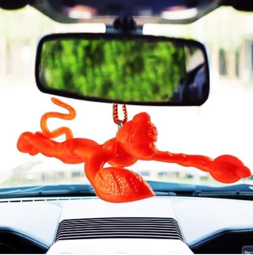 Image of Voila Present Orange Flying Lord Hanuman Idol Car Hanging Ornament