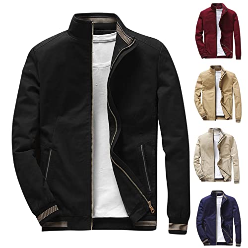 Chaquetas de cuello alto para hombre, chaquetas deportivas para hombre, chaqueta bomber delgada, chaqueta de carga deportiva, cortavientos, ajuste delgado, abrigos de manga larga para exteriores