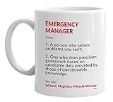 Emergency Manager Coffee Mug - Funny Management Funny Definition Noun Tea Cup for Men Women Miracle Worker on Christmas Birthday Retirement 11 oz Whizk MDF1017