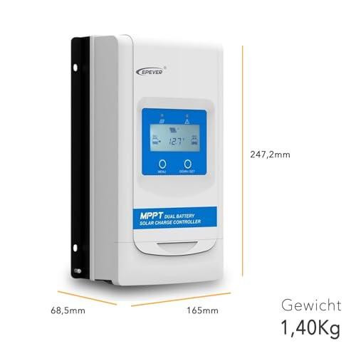Miniatura 5 de Epever Mppt Regulador De Carga Solar Duoracer 10a, 20a, 30a 12 24v Trabajo Automático, Para 2 Baterías, Pv 60v-100v Dr3210n 30a, 100v