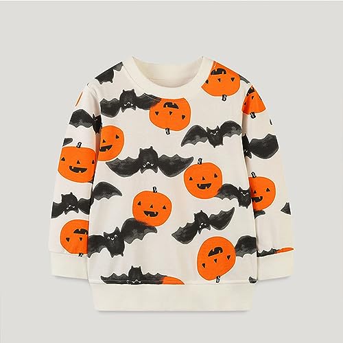 imKutie Kids Halloween Jumpers Toddler Boys Girls Sweatshirts Cartoon Pumpkin Bat Long Sleeve Pullover Jumper Shirt Tops for 1-7 Years - Image 7