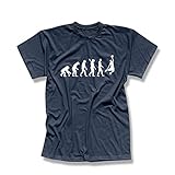 T-Shirt Evolution Basketball Dunking Sport Korb NBA 13 Farben Herren XS - 5XL Magic America Clippers Suns Mavericks Kings Rockets, Größe:XL, Farbe:Navy - Logo Weiss