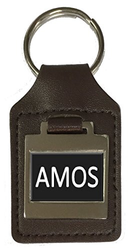 Porte-clés en cuir véritable Amos gravure de nom haut de gamme