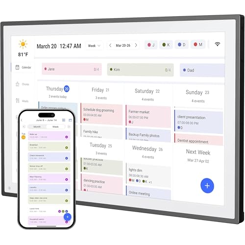 Image of Digital Calendar, Smart WiFi Electronic Calendar&Chore Chart, IPS Touch Screen HD Display for Family Schedules, Share Moments Instantly from Anywhere (Black, 10.1)