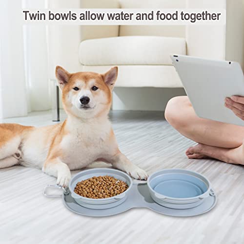 Ifoyo Collapsible Dog Bowls, 2 In 1 Portable Travel Pet Food Feeding Dog/Cat Bowl With No Spill Non-Skid Silicone Mat For Traveling thumb #6