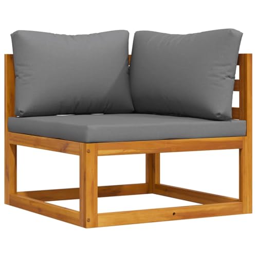 vidaXL Akazienholz Massiv Modular Ecksofa mit Dunkelgrauen Kissen Sofa Lounge Gartensofa Sessel Gartensessel Einzelsofa Gartenmöbel