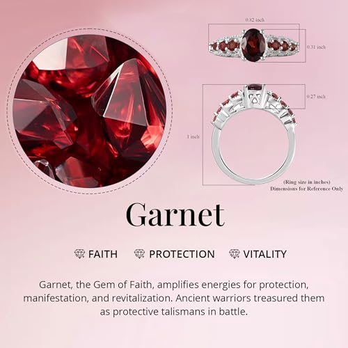 shop lc delivering joy 9 stone garnet ring for women in 925 sterling silver - january birthstone promise engagement vintage red garnet jewelry birthday gifts for womens