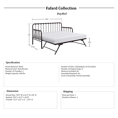 Lexicon Fafard Metal Daybed With Trundle #TOP2