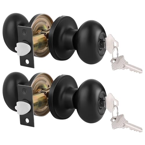 Gobrico Egg Style Keyed-Alike Entry Door Knobs Matte Black 2