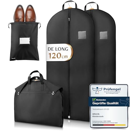 Bruce.® 2x Premium Housse Vetements à Suspendre 120x60cm avec 1 Sac à Chaussures, Pliable Housse de Rangement Vetement Penderie and Voyage, Idéale comme...