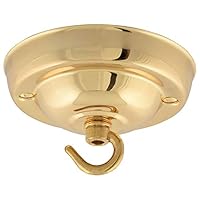 ElekTek Deckenrosette mit Haken Durchmesser 108 mm Metallausführungen Pulverlackierung für Deckenhängeleuchten und Kronleuchter Messing