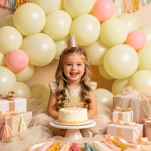 Image of 100pcs Pastel Yellow Latex Balloons 12 inch | Light Yellow Round, Helium Balloons, Easter Birthday Bridal Shower Wedding, Sunflower Party Decorations