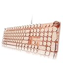 EWEADN Typewriter Style Mechanical Keyboard, Wired Typewriter Keyboard,104 Keys Retro Typewriter Keyboards, Media Control Knob, Wired Computer Keyboard Pink Switch for Windows/Mac/PC-Pink