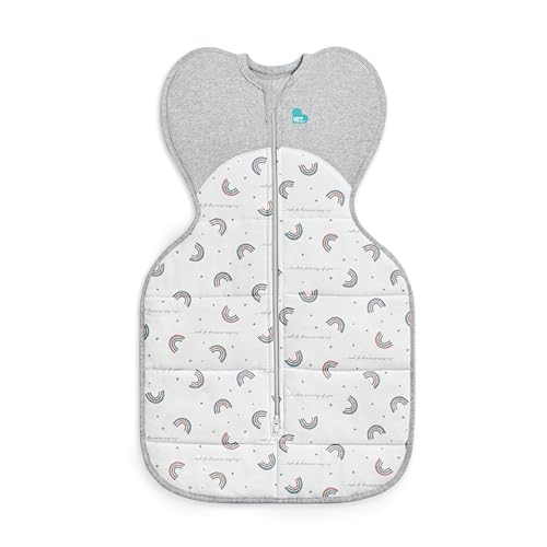 Image of Love to Dream Warm Swaddle UP 2.5 TOG Baby Sleep Sack for Autumn & Winter | Arms Up Position for Self-Soothing, Secure Fit Calms Startle Reflex | Newborn 5-8.5 lbs, White Rainbow Dream