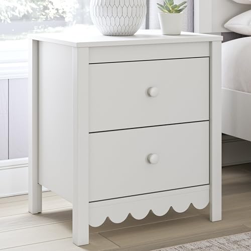 Signature Design by Ashley Hallityn Minimalist 2 Drawer Nightstand, Smooth-Gliding Drawers, Wood, 21.34" W x 15.94" D x 24.37" H, Matte White Finish - Image 2