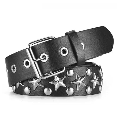 Rivet Hollow Bullet Decoration Belt Man's Goth Rock Ladies Leather Studded Wild Adjustable Women Punk Black Belt3