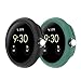 Compatible for Google Pixel Watch Case Hard PC Protective Bumper Cover Case for Google Pixel Watch Smart Watch Accessories [NO Screen Protector] (Black&Cyan)