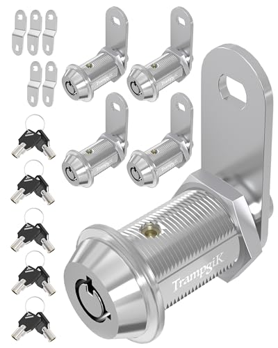 Trampgik RV Storage Locks 1 1/8 Camper Compartment Storage Door Locks with Keys for RV Camper Travel Trailer Drawer Cabinet Toolcart Storage 1 1/8 Inch 5 Locks with 10 Keyed Alike Chrome