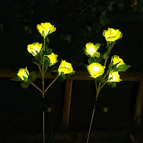 Solar Lights Outdoor Garden - 2 Pack Rose Solar Garden Lights With 7