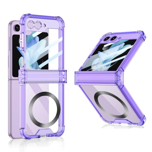 Étui de luxe antichoc Samsung Z Flip 4 coque transparente magnétique violette