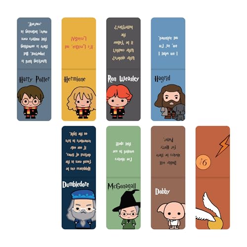 Image of Dia & Tia - 8 Elegant & Durable Themed Magnetic Bookmarks Set � Nature, Fantasy, Inspirational Quotes, and More | Perfect for Book Lovers, Students, and Gift Ideas (Harry Potter, Large - 5x15 cm)