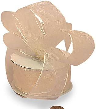 2 1/2" X 25 Yards Ivory Sheer Organza Wired Ribbon