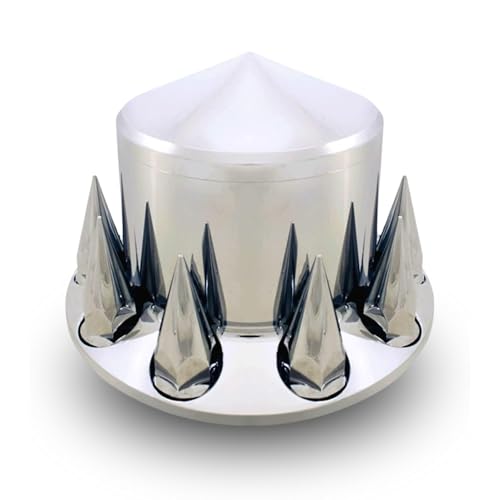 TORQUE Rear Axle Wheel Cover 33mm Spike Screw-on Lug Nut Cover for Semi Truck (Chrome Plated ABS Plastic) (Universal Fit) (TR133-TWCR)