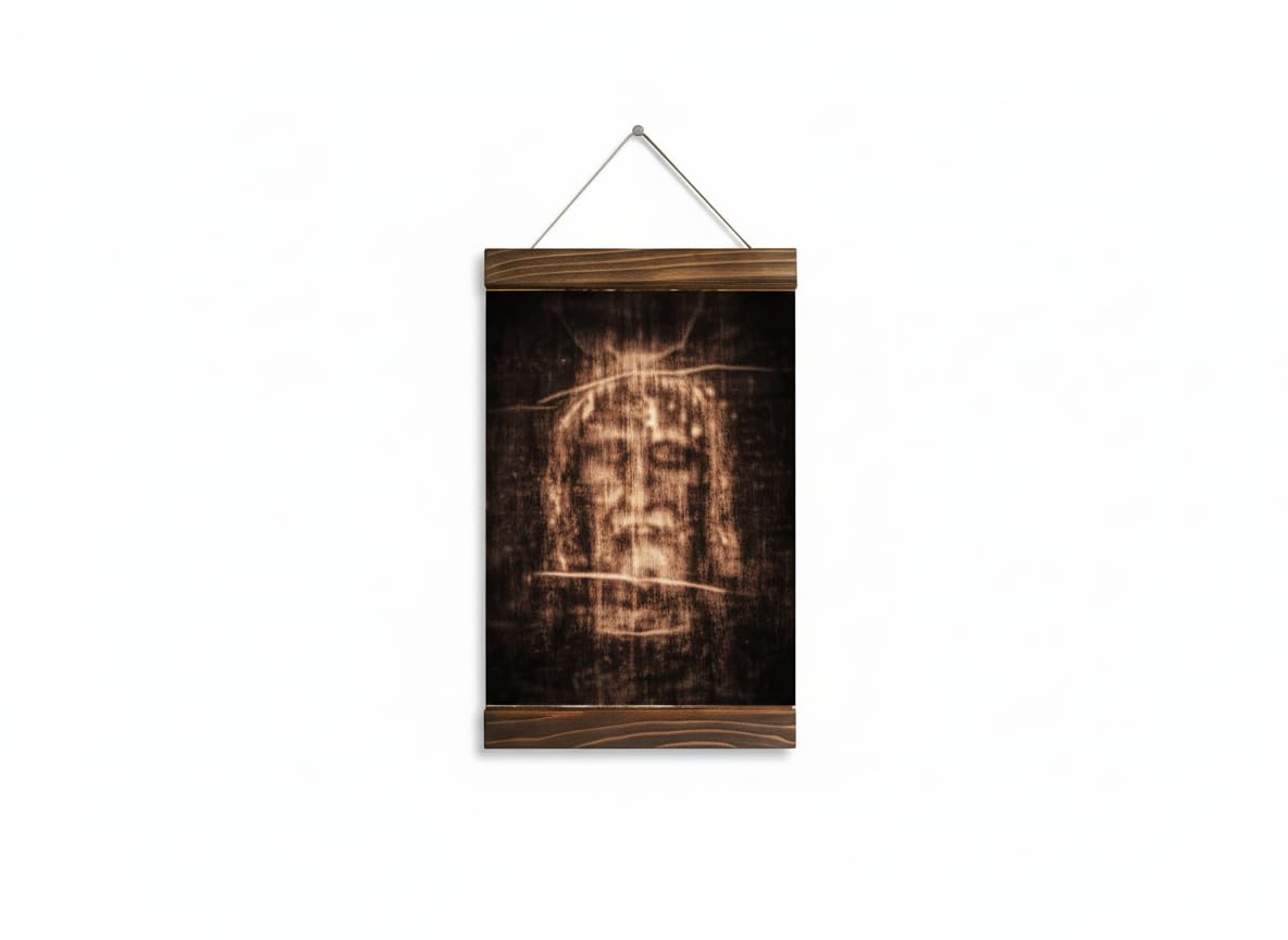 Shroud of Turin Holy Linen Wood Framed Canvas Print Compact Small (8.7 x 11.8 inches / 22cm x 30cm)