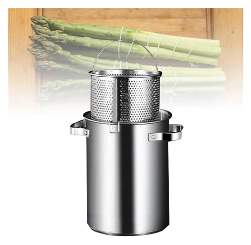 UNbit Pasta Pots 5L Asparagus Pot, 304 Stainless Steel Pasta Steamer Cooker With Removable Basket, Home Kitchen Commercial Cooking Tool Pot