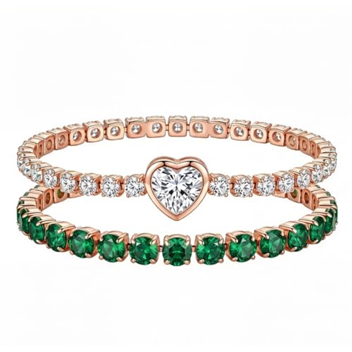 JZZ 2 Pcs Adjustable Tennis Bracelets for Women,14K Gold Plated Cubic Zirconia Stackable Dainty Bracelets Jewelry Gift - image 1