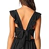 Romwe-Womens-Cute-Tie-Back-Ruffle-Strap-A-Line-Fit-and-Flare-Flowy-Short-Dress ROMWE Women's Cute Tie Back Ruffle Strap A Line Fit and Flare Flowy Short Dress Black M