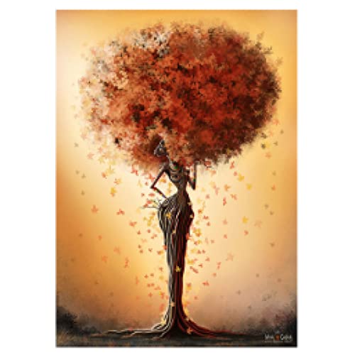 Toile africaine arbre noir pour salon chaleureux et décoration murale chambre