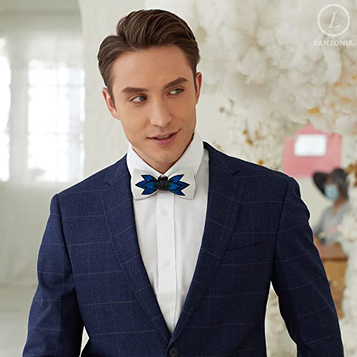 Image of Feather Bow Ties for Men Original Luxury Elegant Wedding Bow Tie Pre-Tied Handmade Mens Bowties for Tuxedo