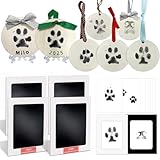 Skittypurr Pfotenabdruck Set Hund Katze, Nasenabdruck Hund,4 Pcs Stempelkissen für Tierpfotenabdrücke,Erinnerung Hund, Geschenke Für Hundebesitzer,Weihnachtsbaumschmuck