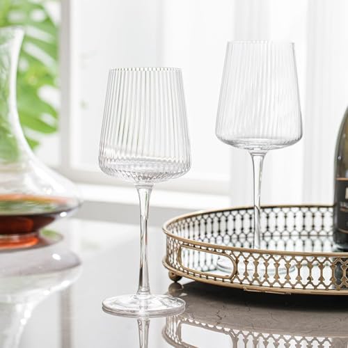Image of PrimeWorld Crystal Wine Glasses Set of 6 | Premium Red & White Wine Glassware with Laser-Cut Thin Rim & Elegant Long Stem | Luxury Wine Tasting Glasses for Daily Use, Parties & Gifting
