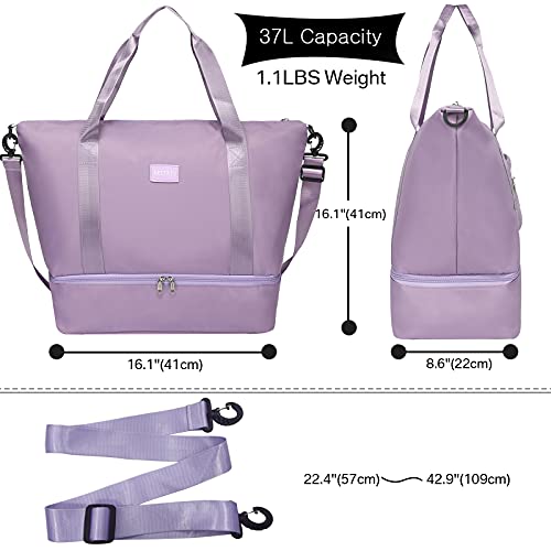 Travel Duffle Bag for Women, Weekender Overnight Bags with Shoe Compartment, Carry On Duffel Bag Sports Gym Tote Bags2