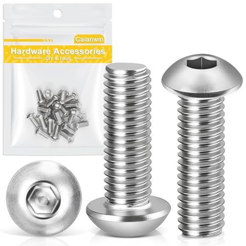 Caianwin Tornillos de cabeza abombada M6 x 16 mm, 20 unidades, hexágono interior, acero inoxidable 304, tornillos de cabeza redonda plana para la instalación de muebles, áreas industriales