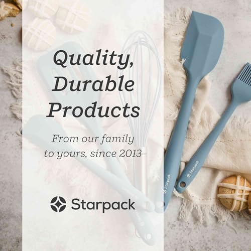 Starpack 'Flip & Whip' Premium Silicone Baking Utensils Set (5 Pcs) - 10" Blue Cooking Utensils with Large and Small Spatulas, Whisk and Basting Brush - Heat Resistant to 600°F - Baking Tool Set