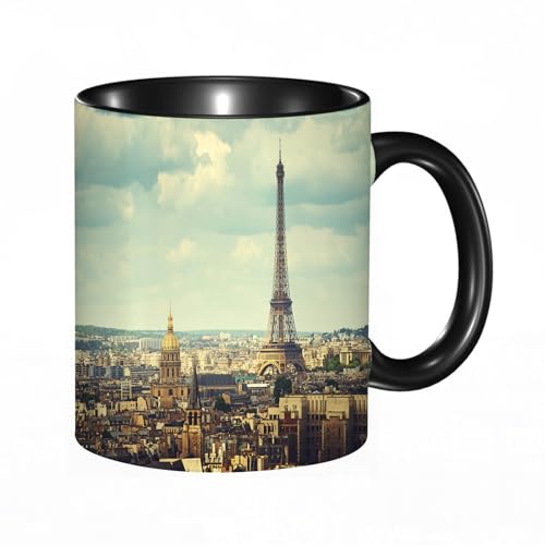 HRRASFAZF Tasse à Café | Tasse Céramique Fine | Cadeau Original | 330ml | Mug avec Anse | Cadeau Original pour Homme et Femme | Vue sur la Tour Eiffel Paris...