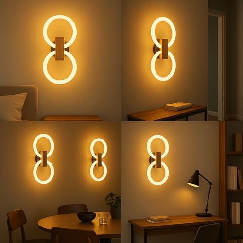 Image of Modern Lunaris Loop LED Wall Light Luxury Decorative Sillicon Wall Lamp Warm White LED for Living Room, Bedroom & Hallway - (2 Pack)