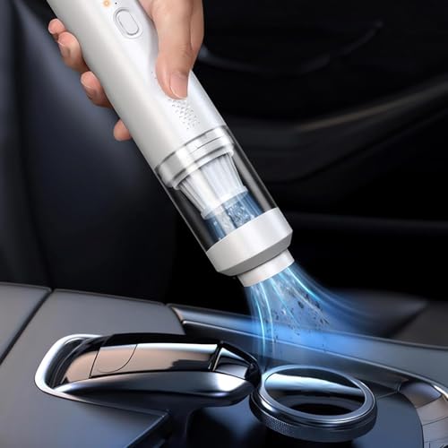 Image of Wireless Car Vacuum Cleaner 2 in 1 - Portable and Handheld High Power Rechargeable Vacuum Cleaner for Car for Wet and Dry CarCleaning 2 in 1 DC 12V, 120W 5.5 KPA with HEPA Filter(White)